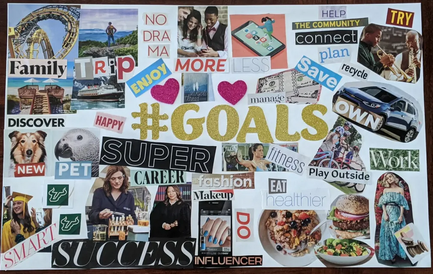 Decorative sheet that looks like a vision board.